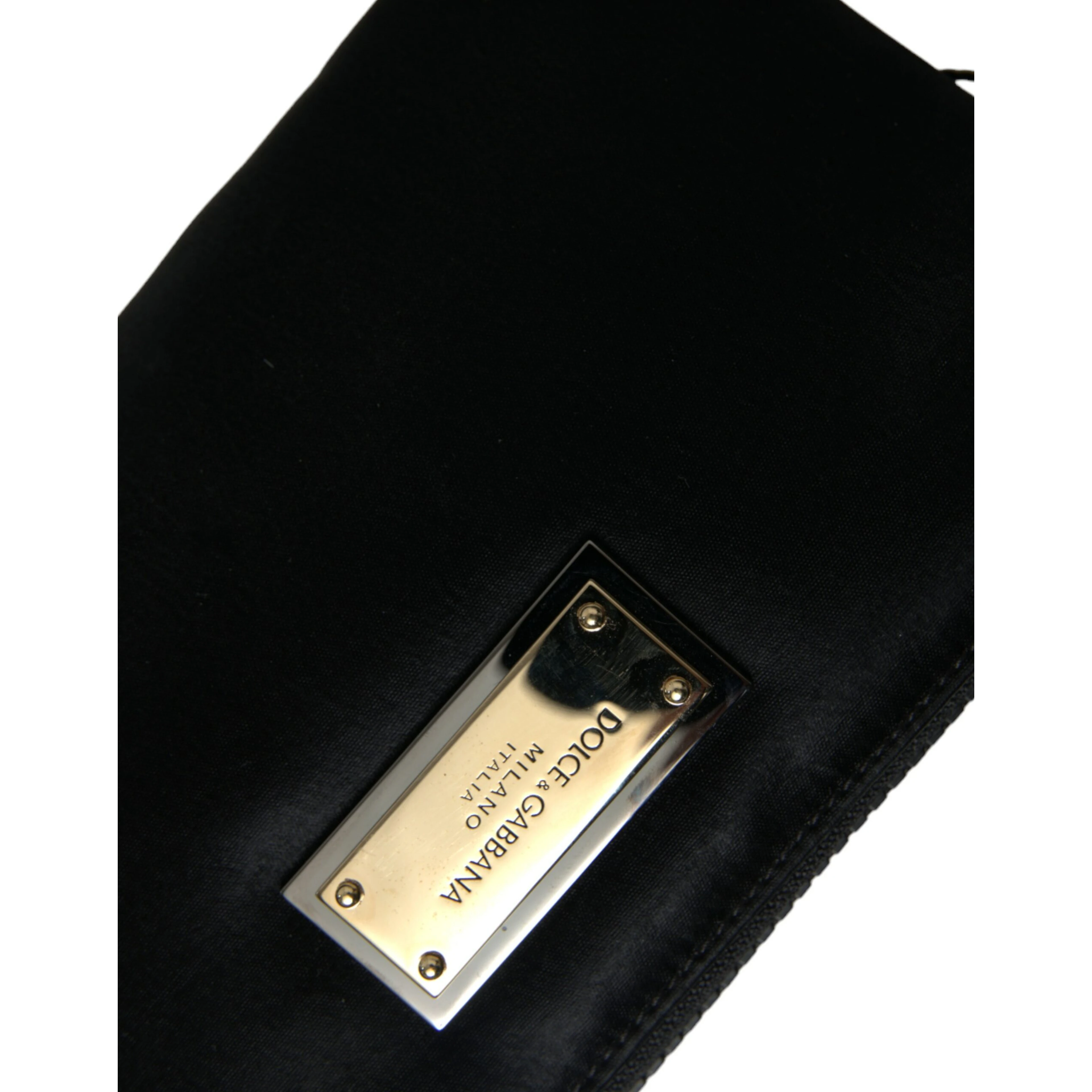 Black Nylon Logo Plaque Keyring Pouch Clutch Bag