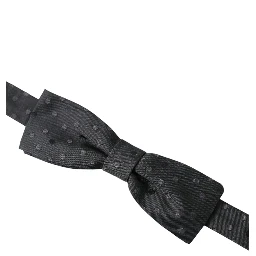 Gray Polka Dot Silk Adjustable Neck Men Papillon Bow Tie