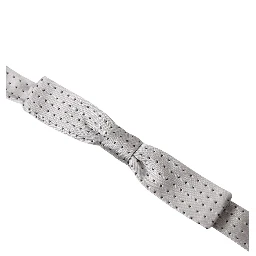 Gray Dotted Silk Adjustable Men Neck Papillon Bow Tie