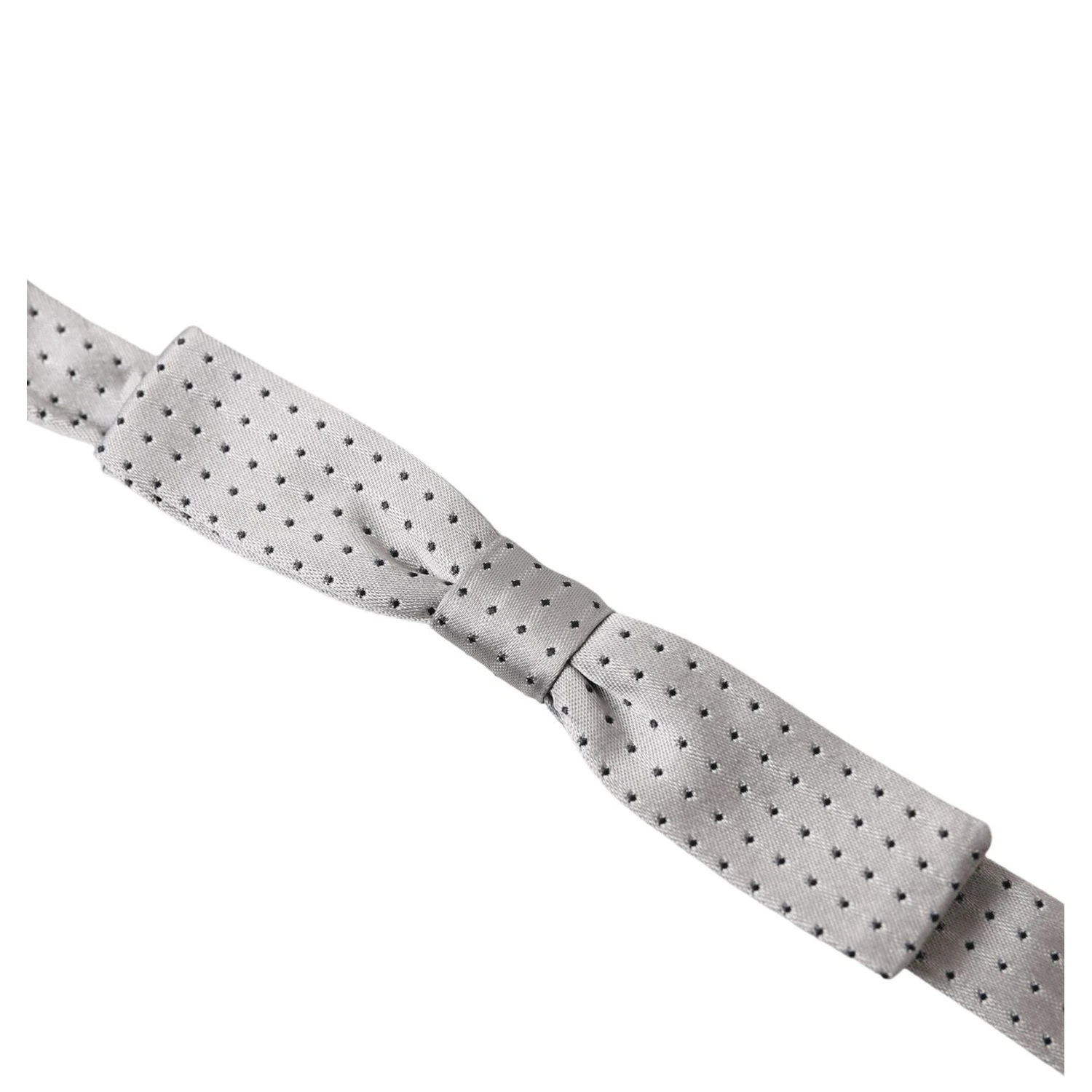 Gray Dotted Silk Adjustable Men Neck Papillon Bow Tie