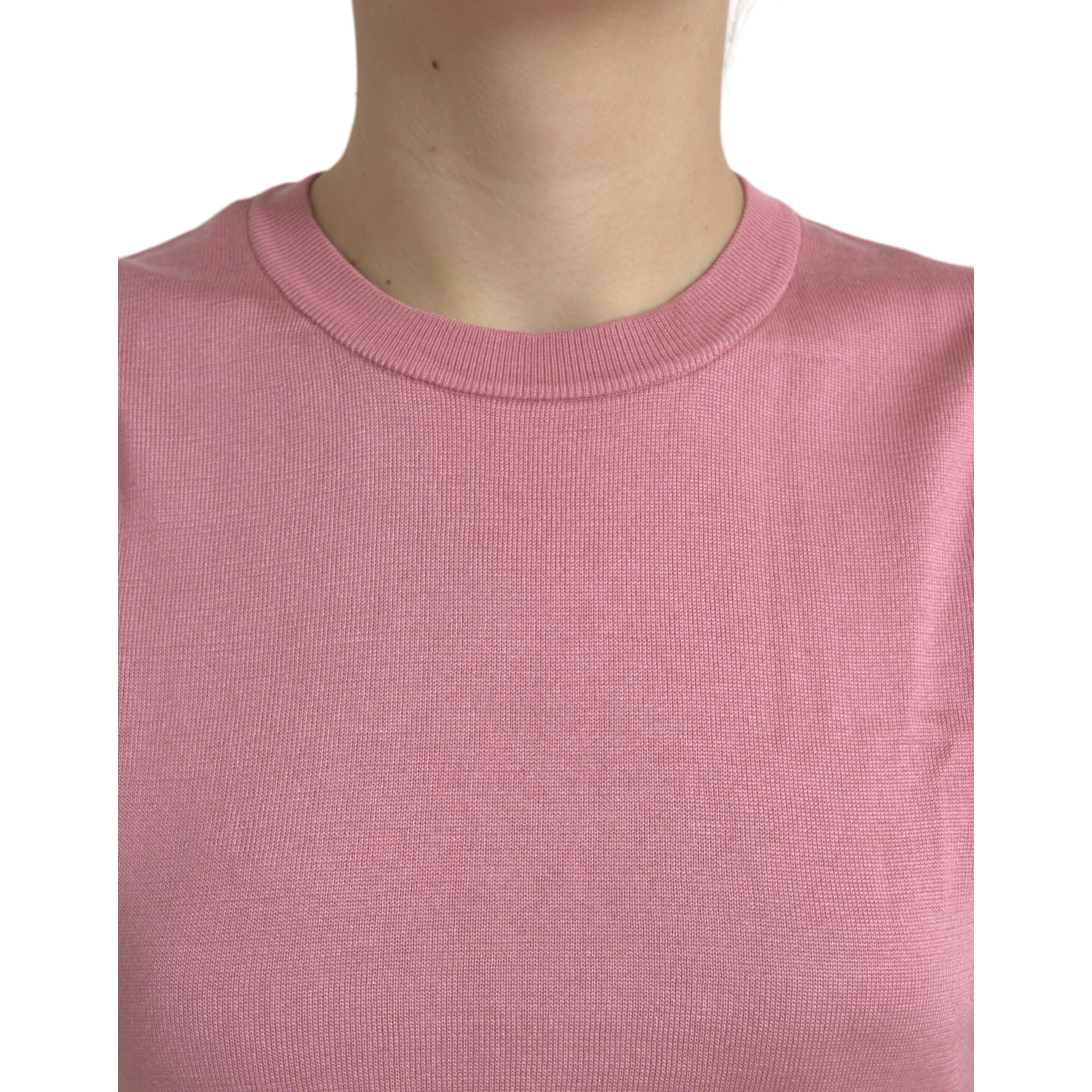 Pink Crew Neck Cropped Sleeveless Tank Top