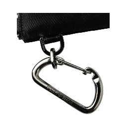 Black Nylon Logo Plaque Keyring Pouch Clutch Bag