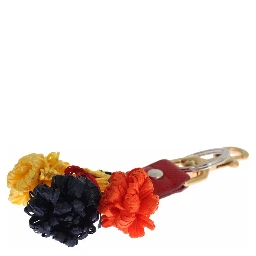 Gold Yellow Raffia Leather Clasp Finder Chain Keyring