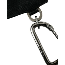 Black Nylon Logo Plaque Keyring Pouch Clutch Bags