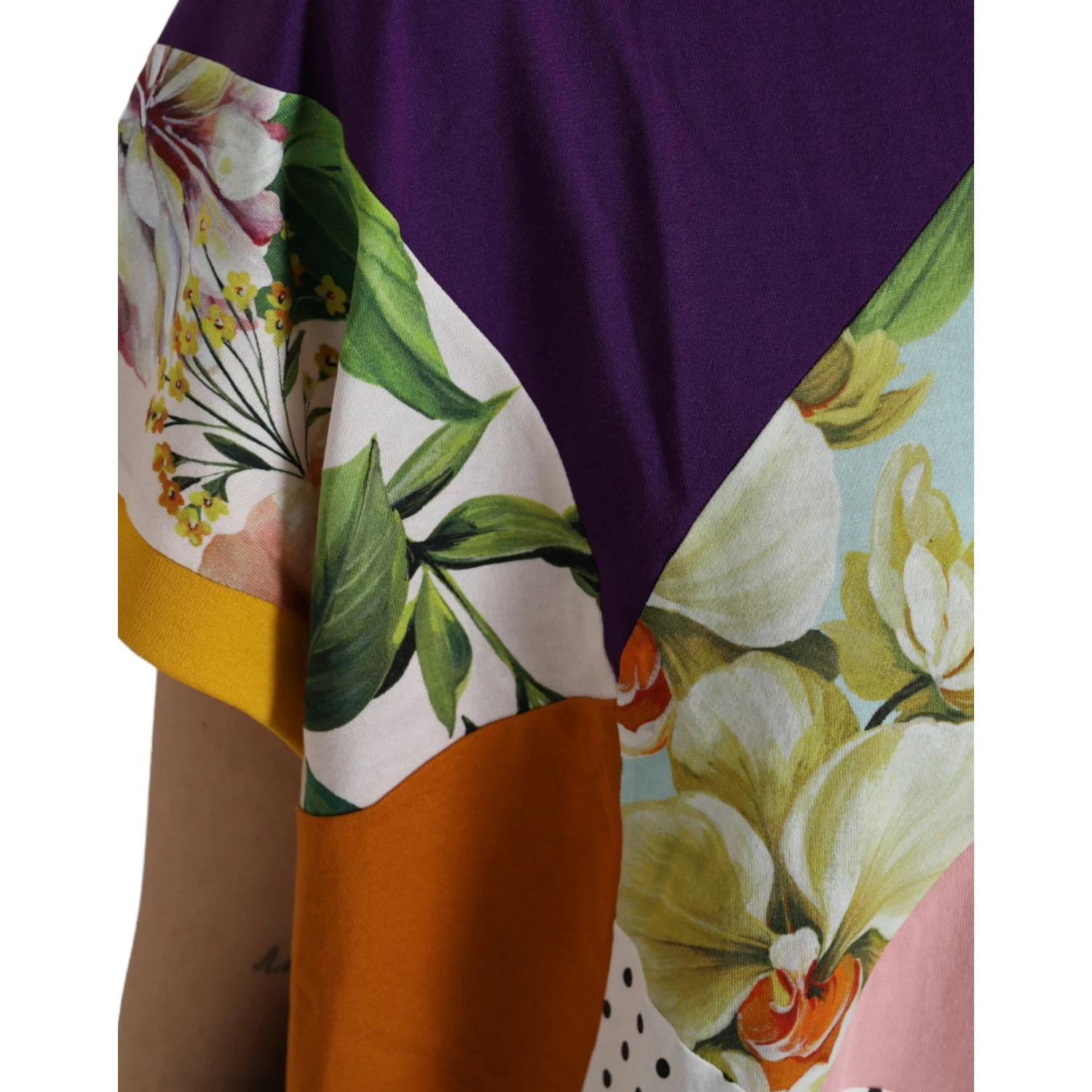 Multicolor Patchwork Cotton Silk Blouse Top
