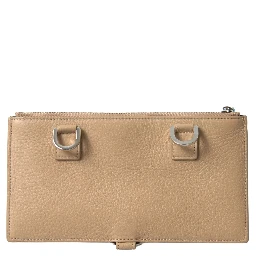 Beige Leather Shoulder Cardholder Shoulder Strap Wallet