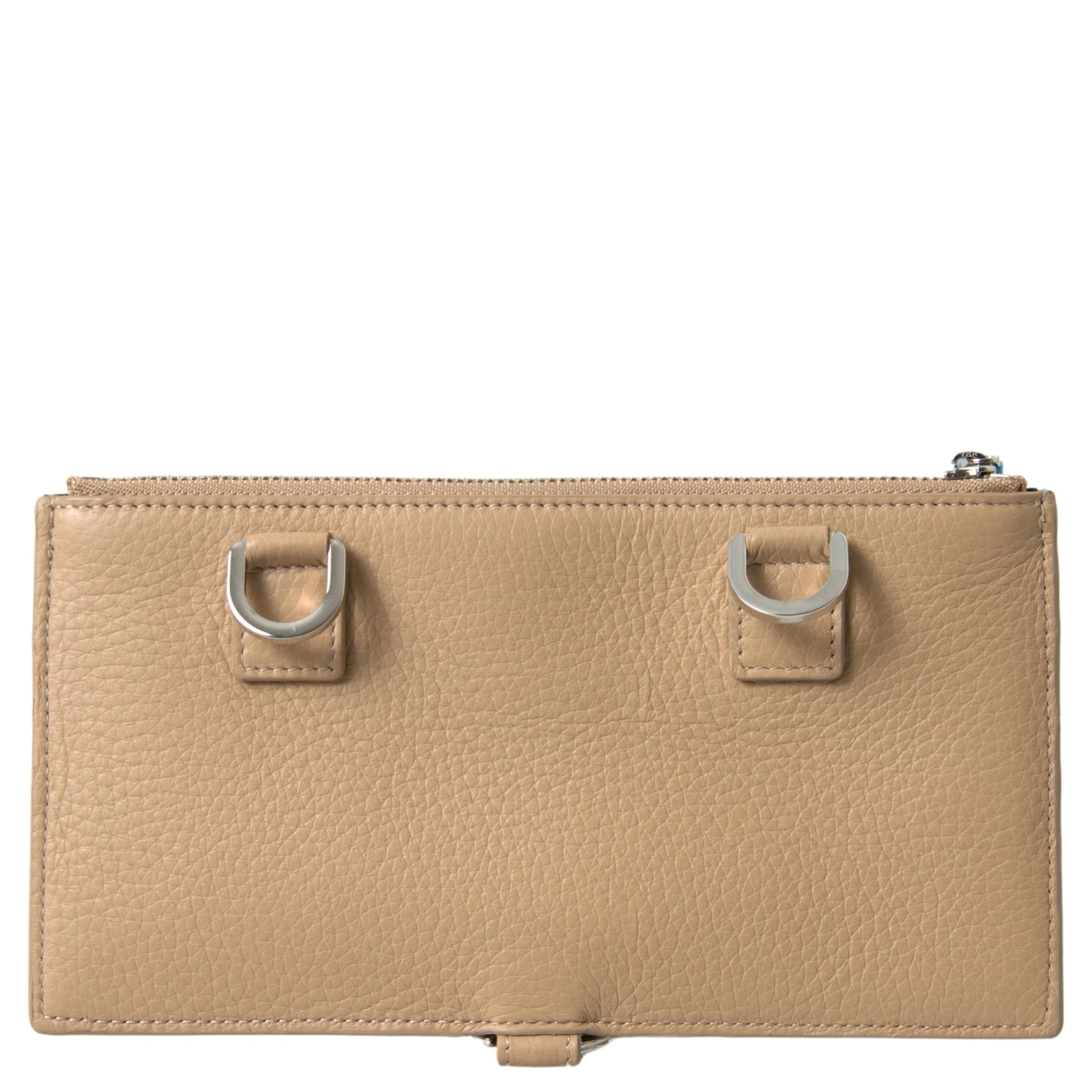 Beige Leather Shoulder Cardholder Shoulder Strap Wallet