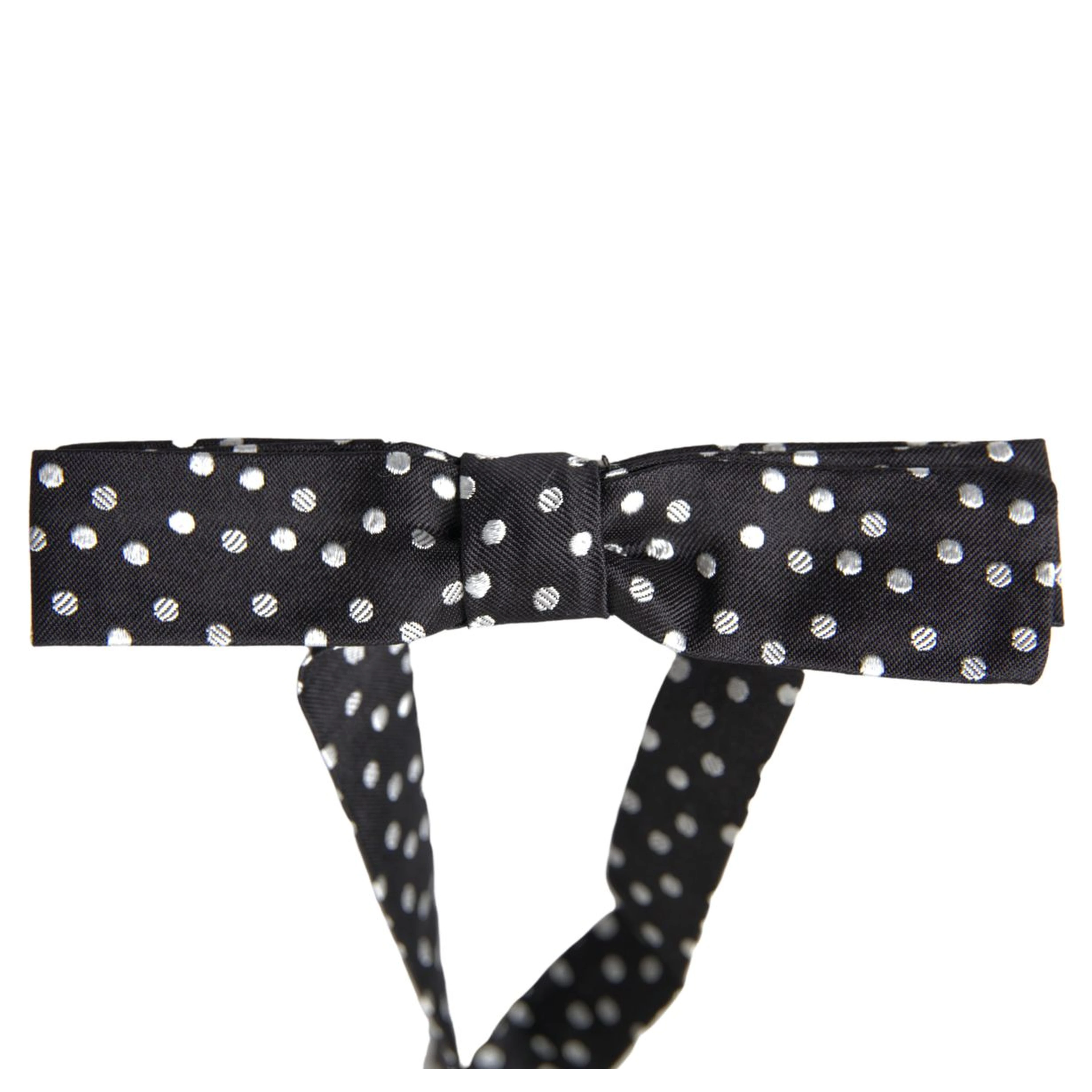 Black Polka Dot Silk Adjustable Men Neck Papillon Bow Tie