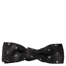 Black Patterned Silk Adjustable Men Neck Papillon Bow Tie