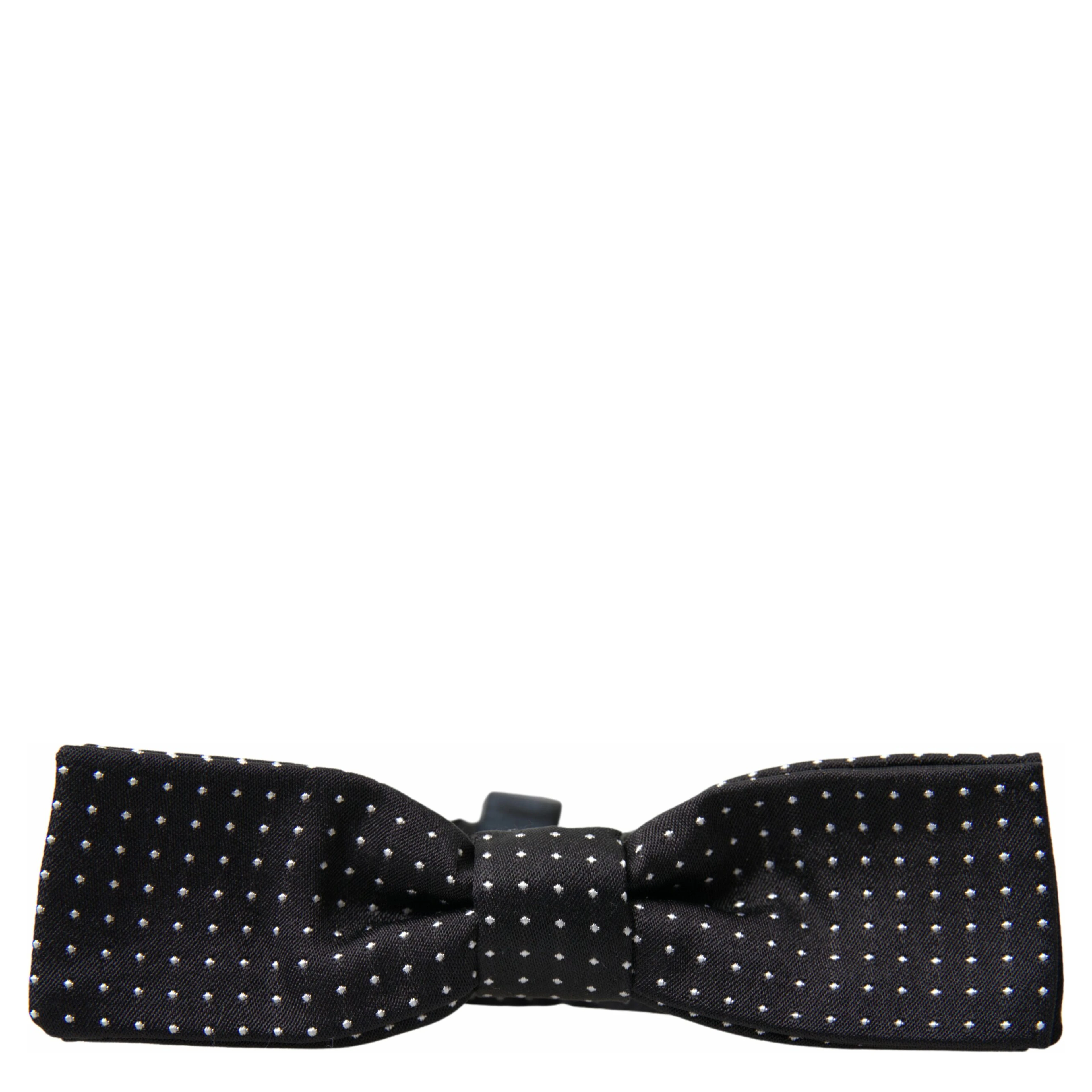 Black Polka Dot Silk Adjustable Men Neck Papillon Bow Tie