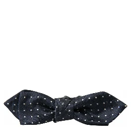 Blue Polka Dot Silk Adjustable Men Neck Papillon Bow Tie