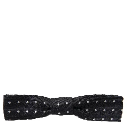 Black Polka Dot Silk Adjustable Men Neck Papillon Bow Tie