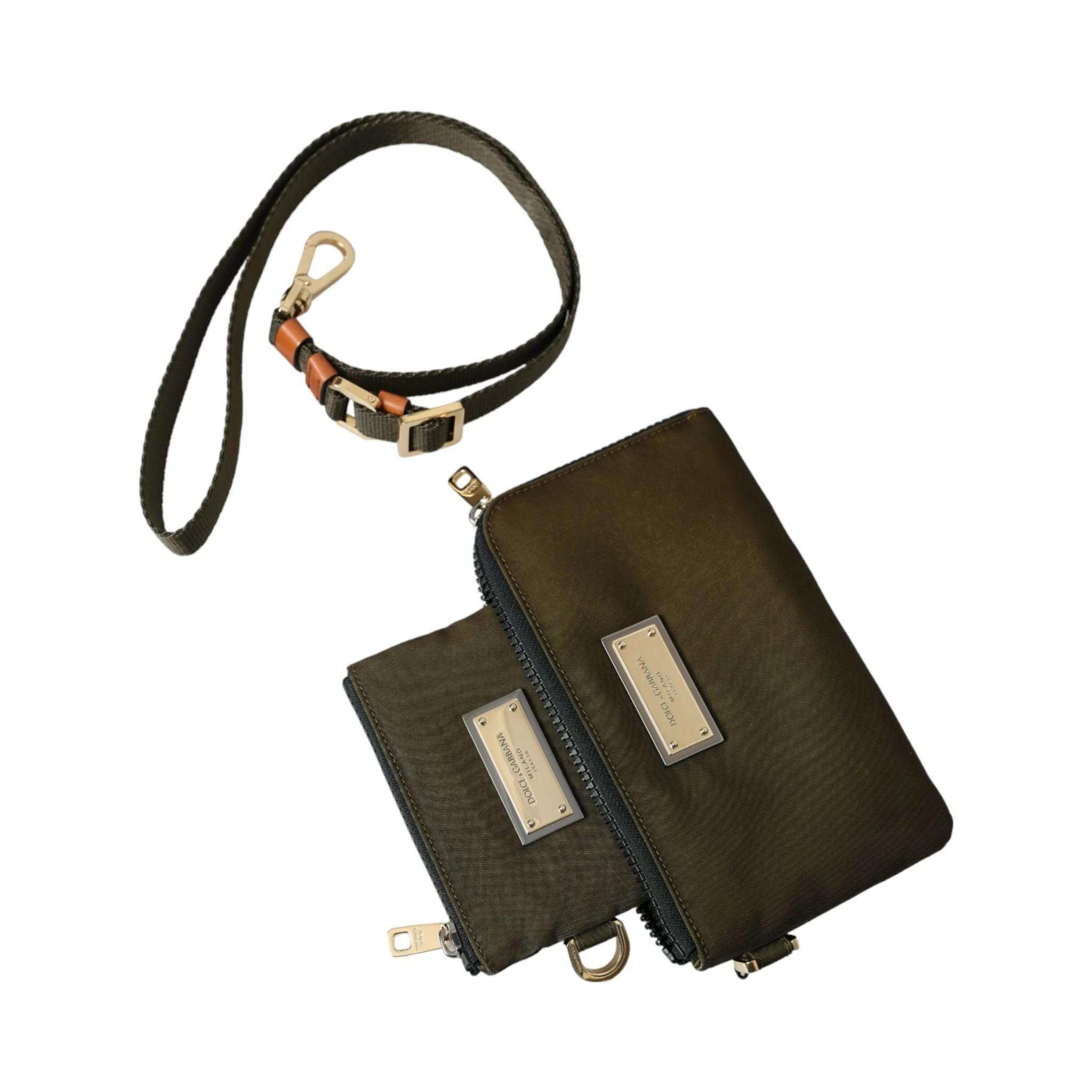 Dark Green Nylon Logo Multifunctional Kit 2 Pcs Set Bags