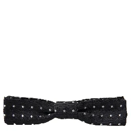 Black Polka Dot Silk Adjustable Men Neck Papillon Bow Tie