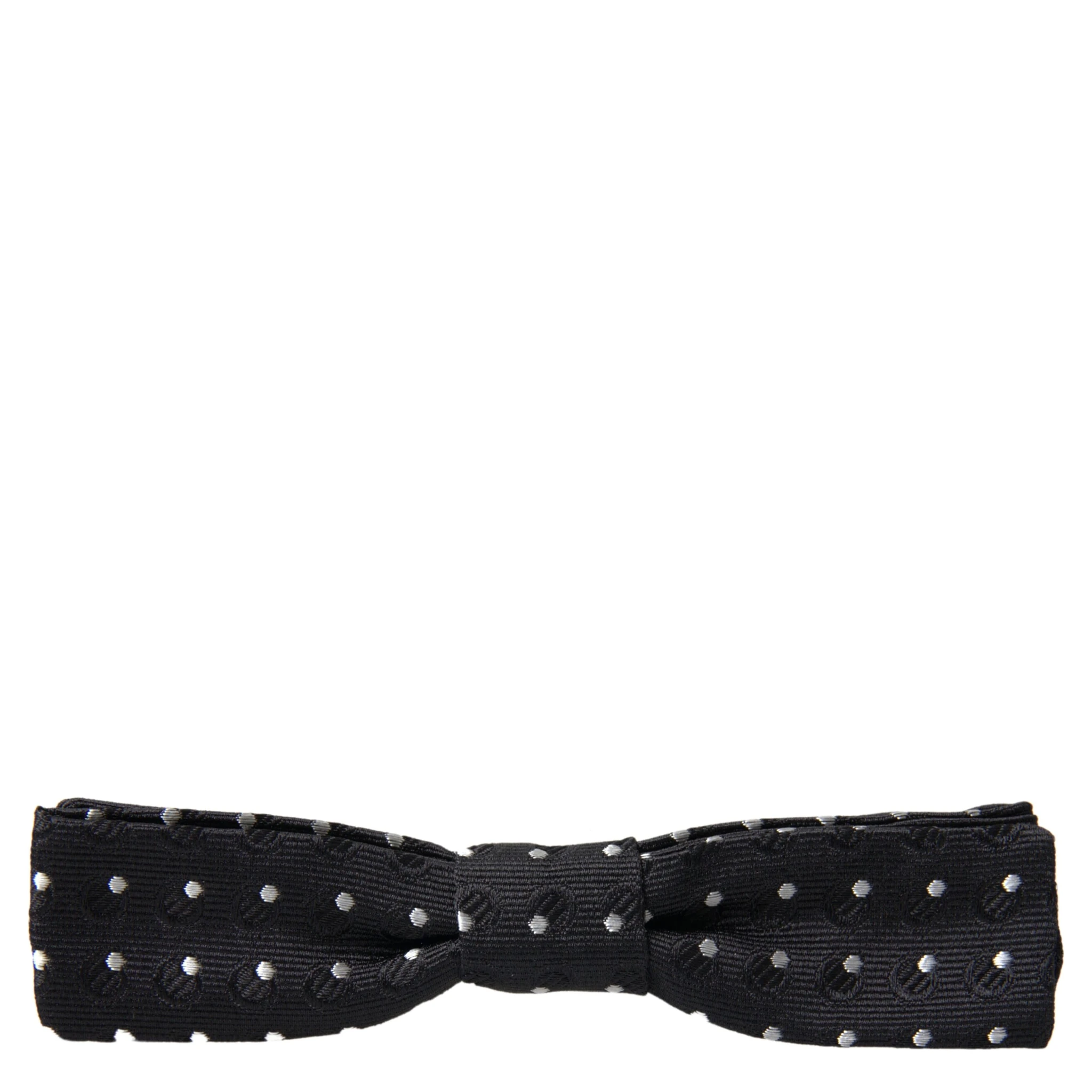 Black Polka Dot Silk Adjustable Men Neck Papillon Bow Tie