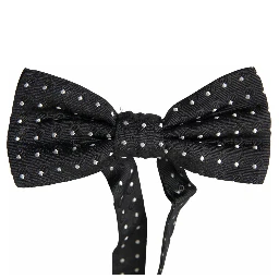 Black Polka Dot Silk Adjustable Men Neck Papillon Bow Tie