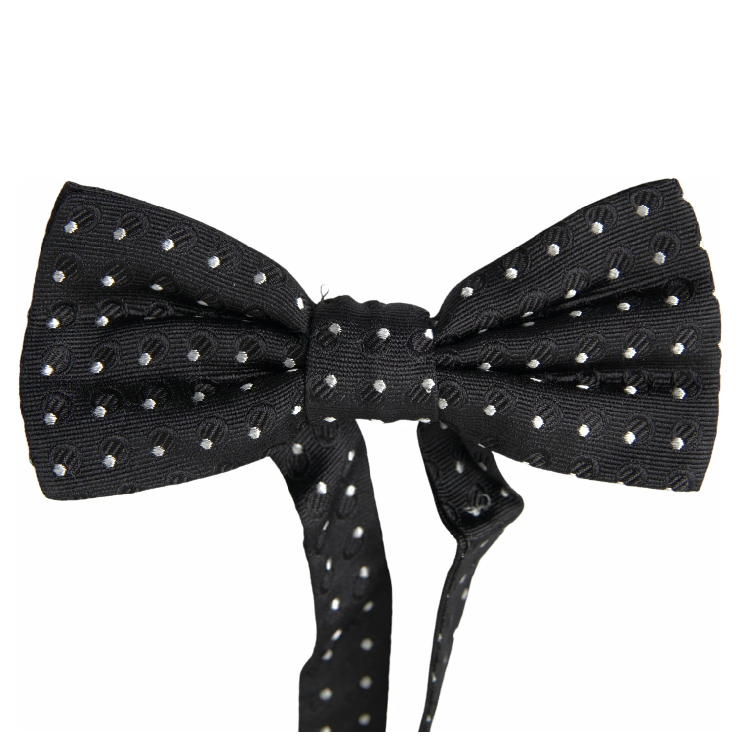 Black Polka Dot Silk Adjustable Men Neck Papillon Bow Tie