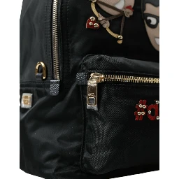 Black #DGFAMILY Embellished Backpack VULCANO Bag