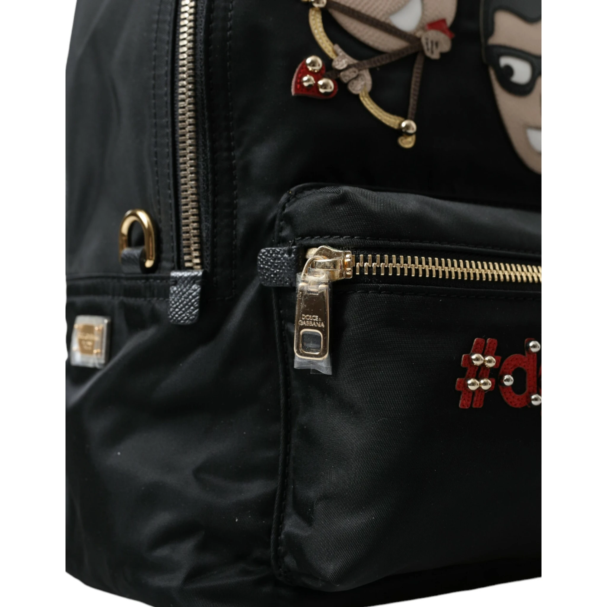 Black #DGFAMILY Embellished Backpack VULCANO Bag
