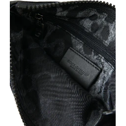 Black Nylon Logo Plaque Keyring Pouch Clutch Bags