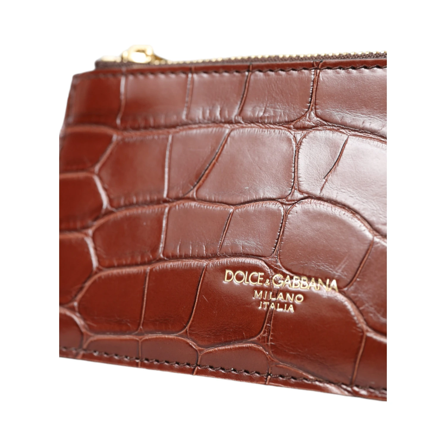 Brown Alligator Leather Airpods Case Coin Purse Wallet