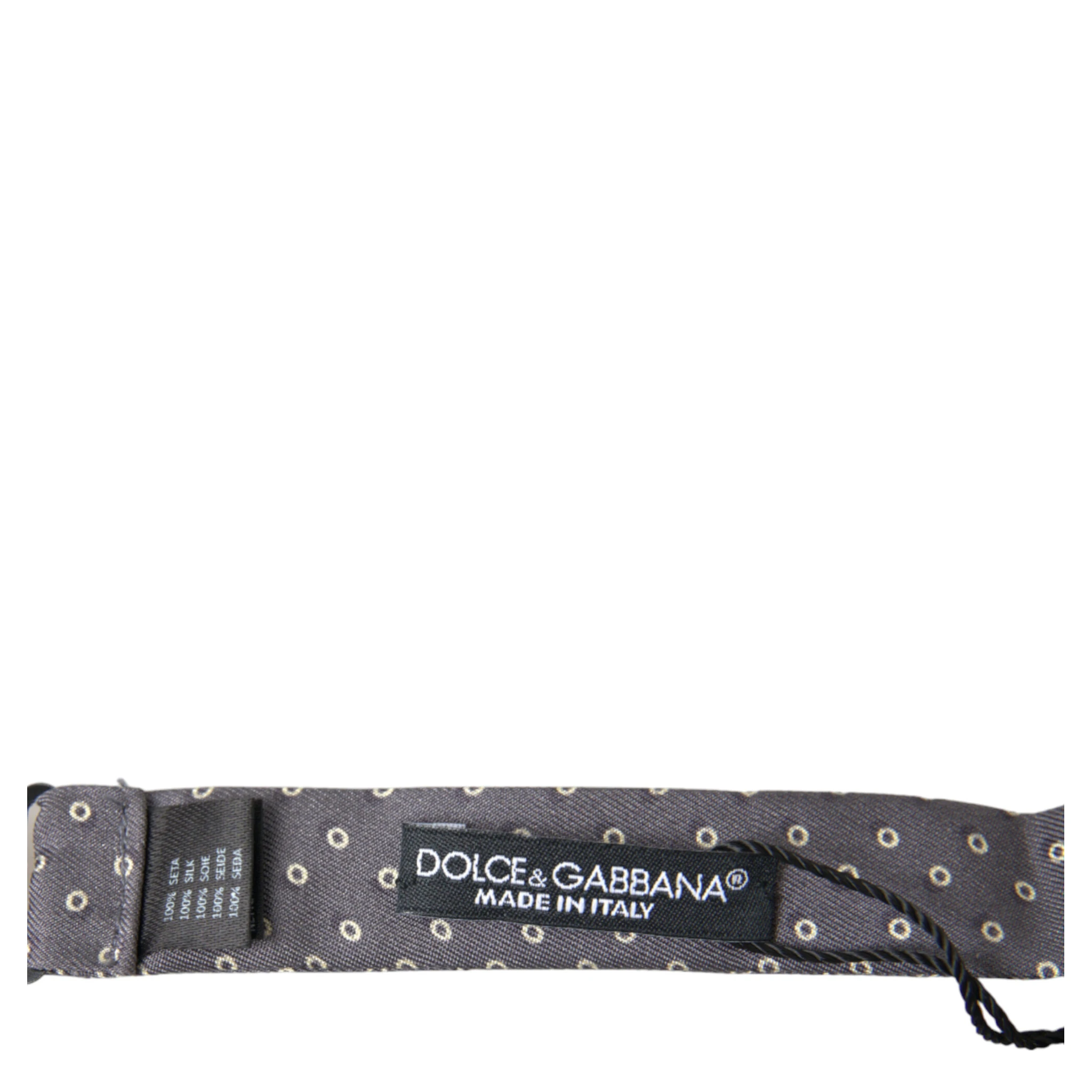 Gray Polka Dots Silk Adjustable Neck Papillon Bow Tie