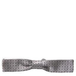 Gray Dotted Silk Adjustable Men Neck Papillon Bow Tie