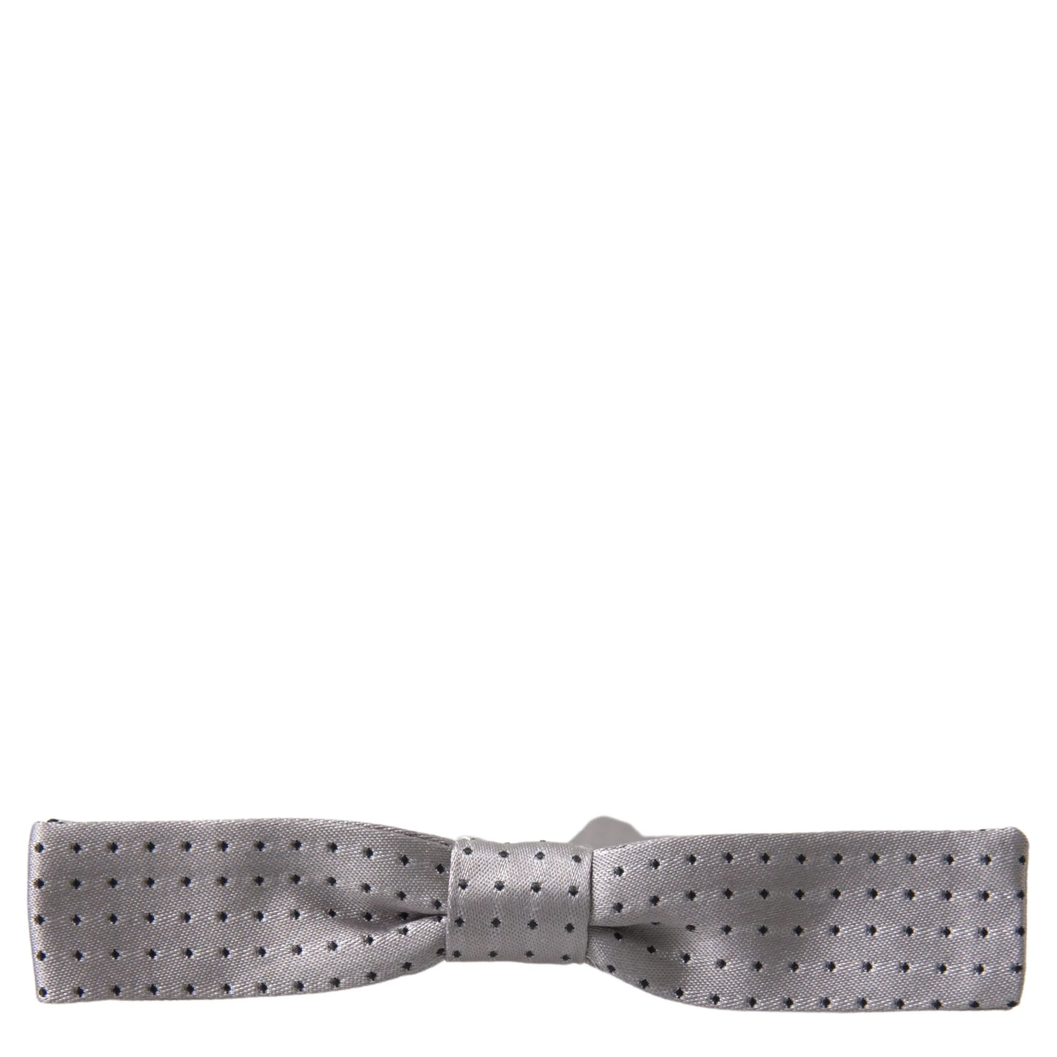 Gray Dotted Silk Adjustable Men Neck Papillon Bow Tie