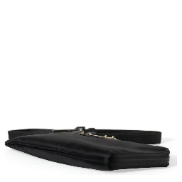 Black Nylon Logo Plaque Keyring Pouch Clutch Bag