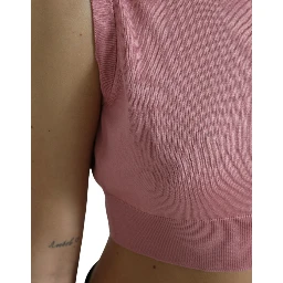 Pink Crew Neck Cropped Sleeveless Tank Top