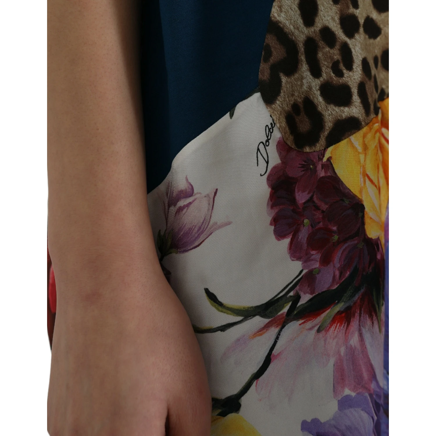 Multicolor Patchwork Cotton Silk Blouse Top