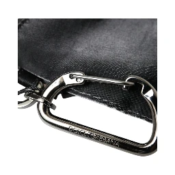 Black Nylon Logo Plaque Keyring Pouch Clutch Bag