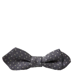 Gray Polka Dots Silk Adjustable Neck Papillon Bow Tie