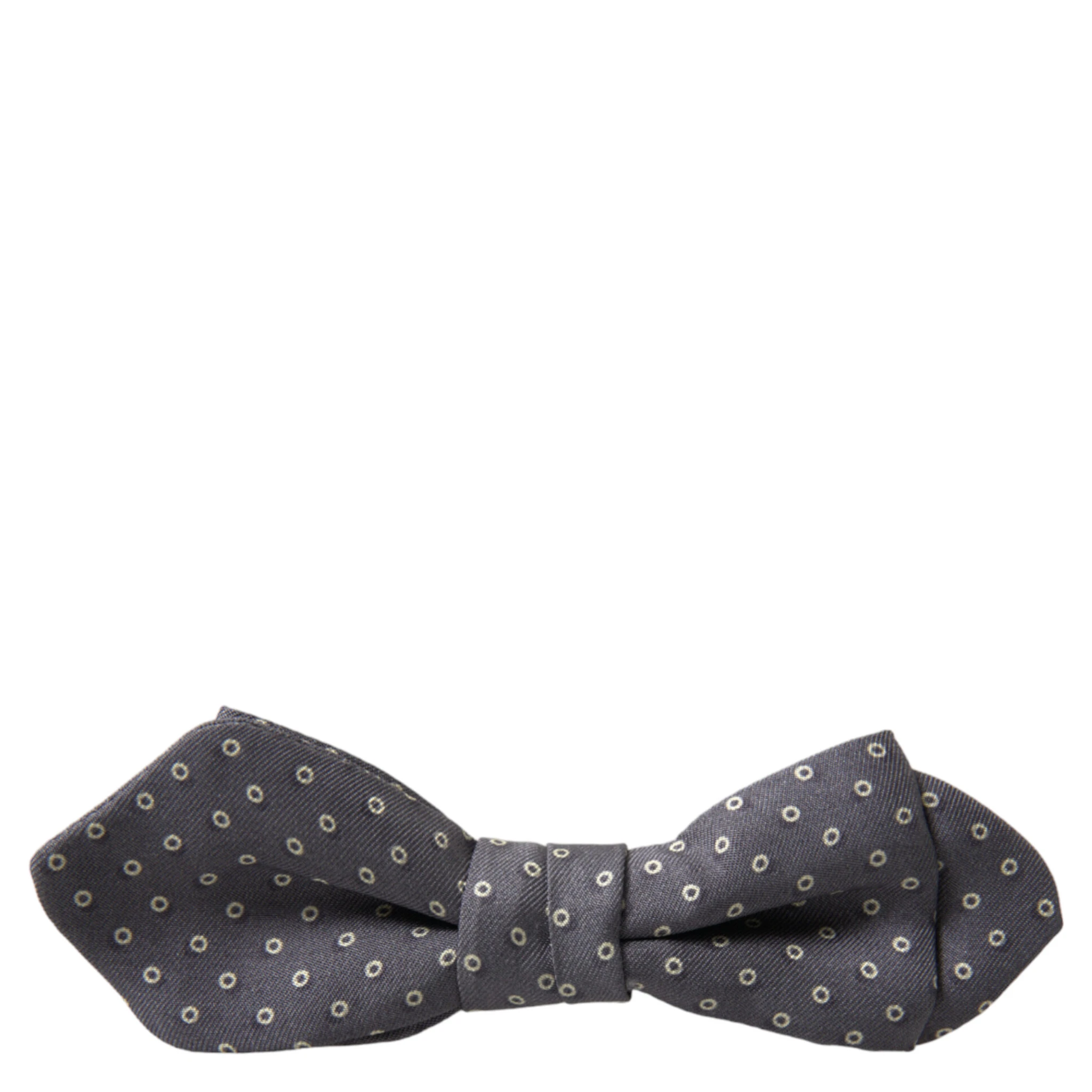 Gray Polka Dots Silk Adjustable Neck Papillon Bow Tie