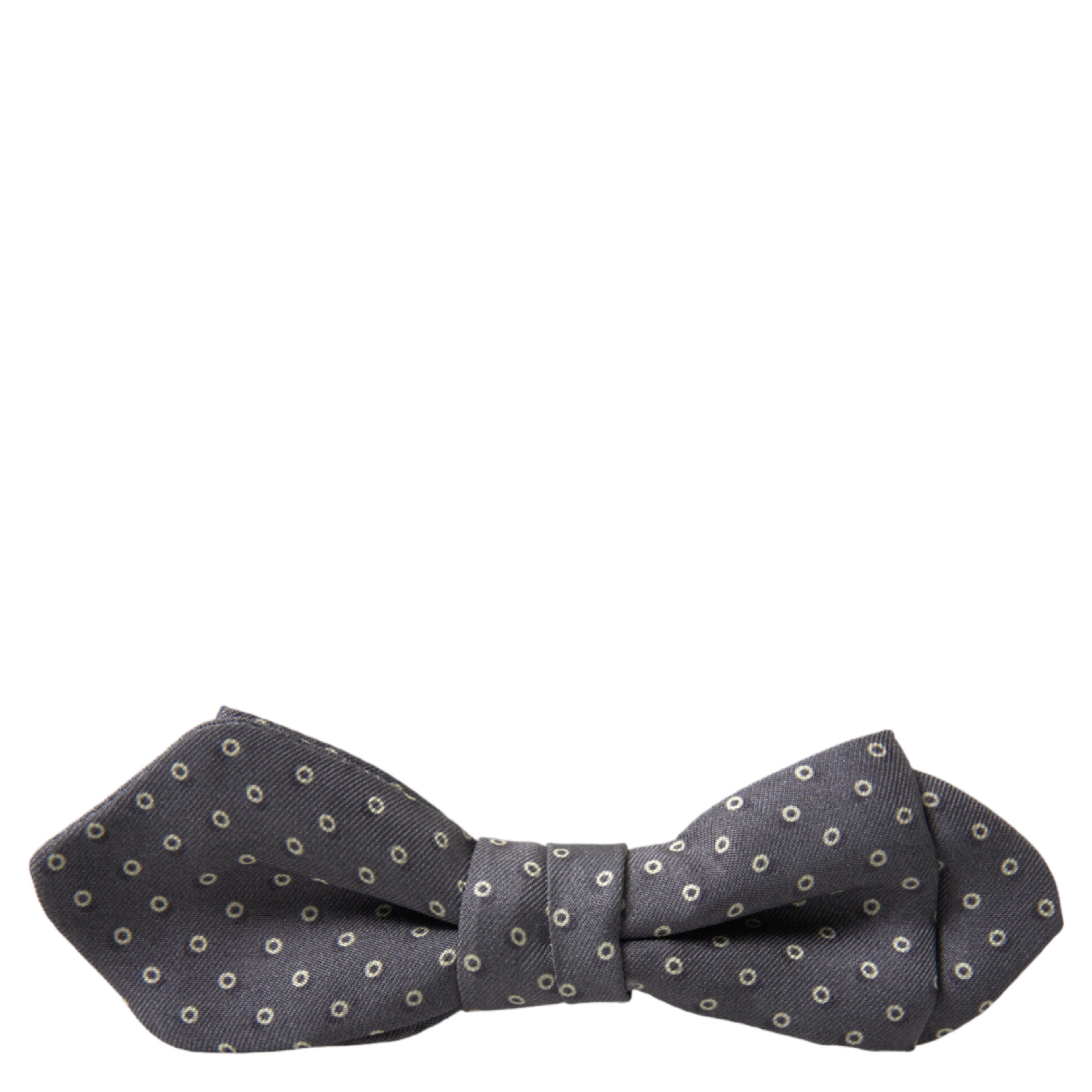 Gray Polka Dots Silk Adjustable Neck Papillon Bow Tie