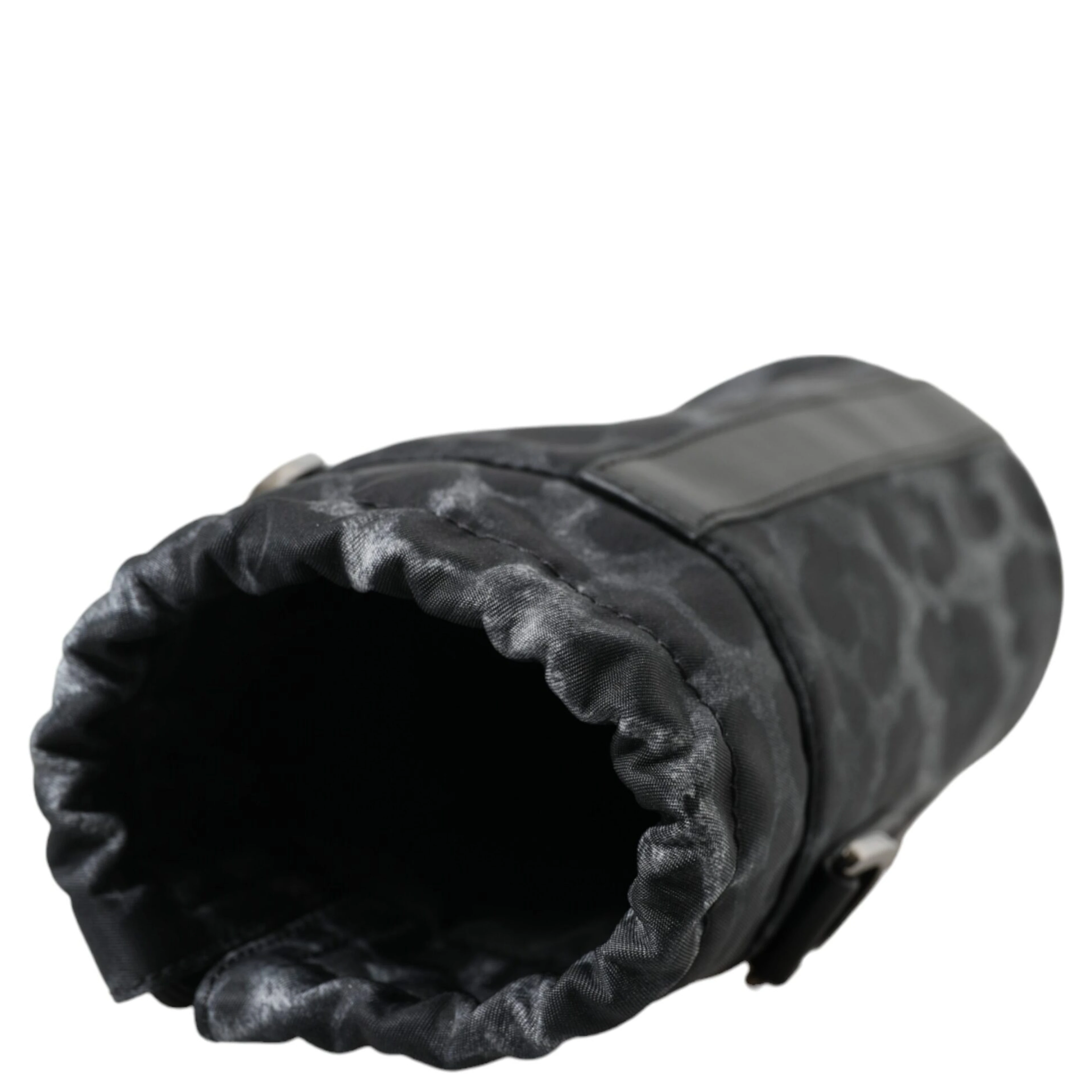Black Leopard Round Slim Tote Bottle Cage Bag