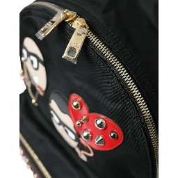 Black #DGFAMILY Embellished Backpack VULCANO Bag