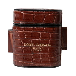 Brown Alligator Leather Airpods Case Coin Purse Wallet