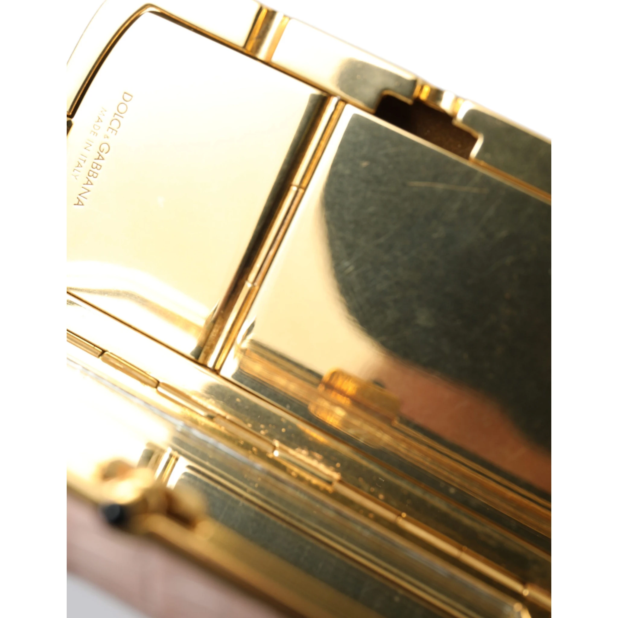 Pink Exotic Leather Mini Mirror Tassel Makeup Bag