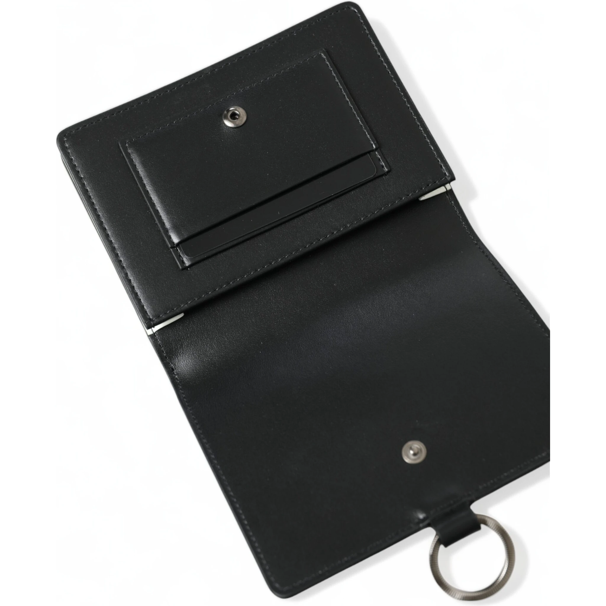 Black Leather Crystal Embellished Card Holder Wallet