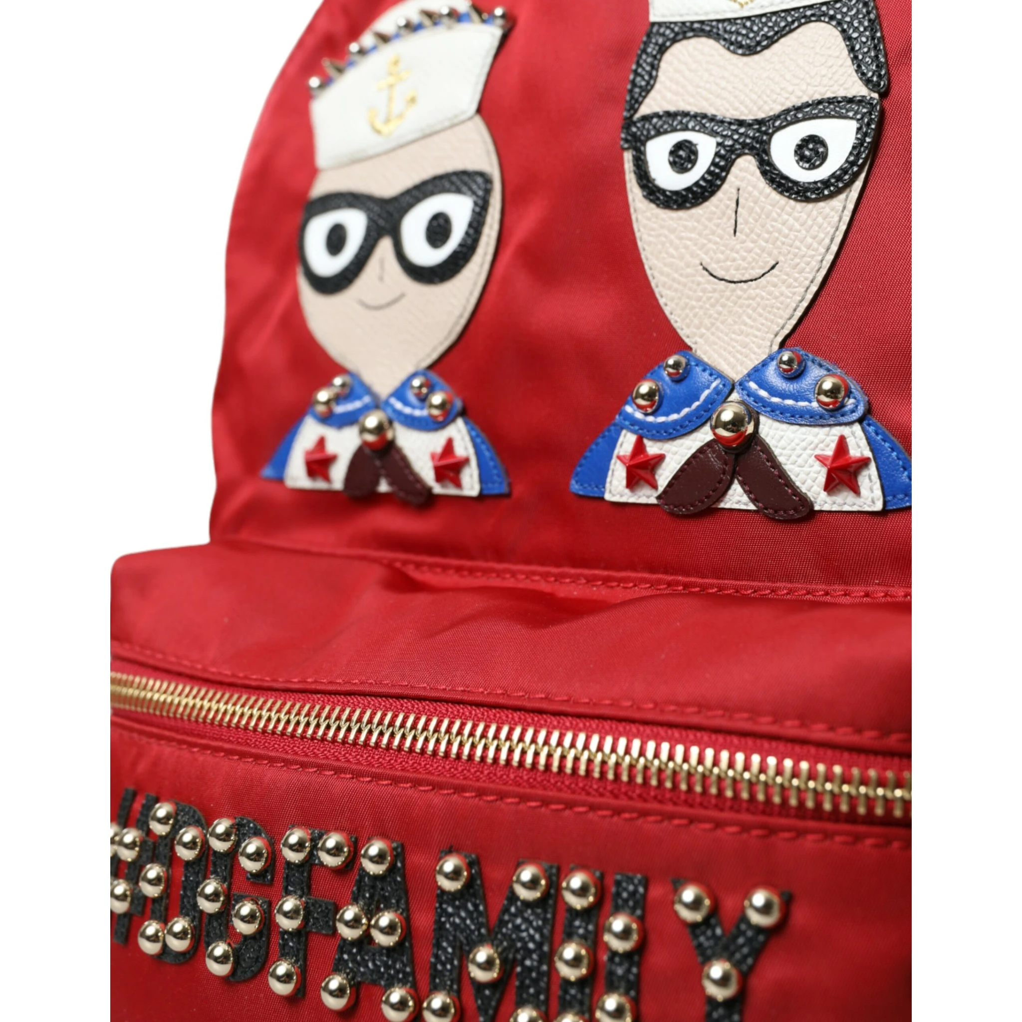 Red #DGFAMILY Embellished Backpack VULCANO Bag
