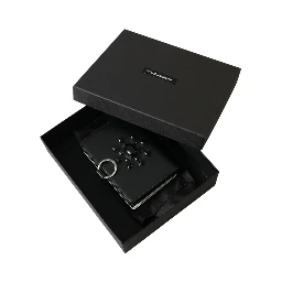 Black White Leather Crystal Embellished Cardholder Wallet