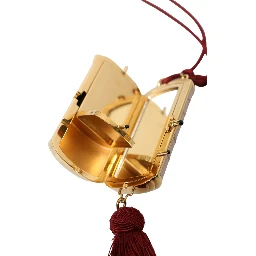 Pink Exotic Leather Mini Mirror Tassel Makeup Bag