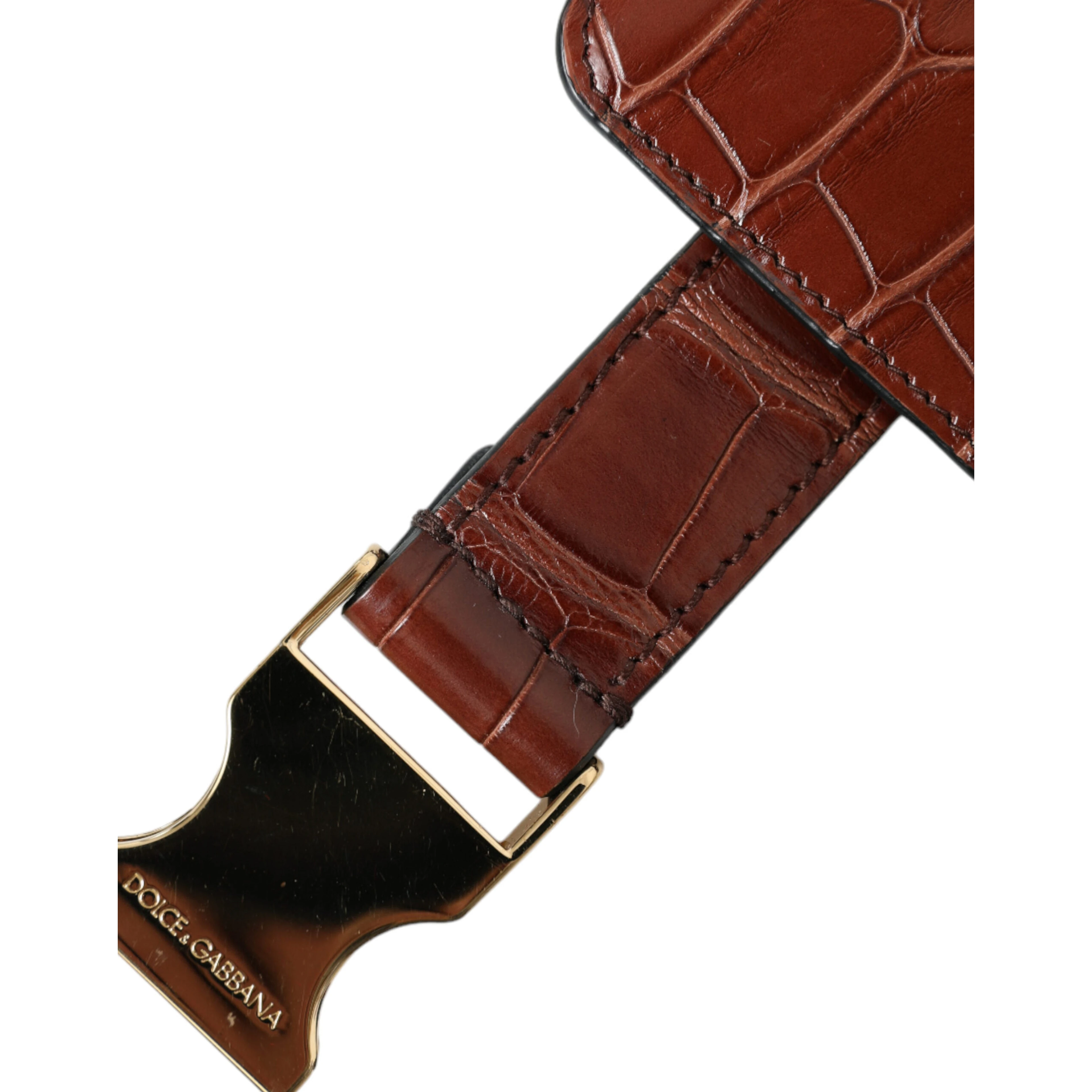 Brown Alligator Leather Airpods Case Coin Purse Wallet