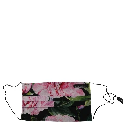 Black Floral Pleated Elastic Ear Strap Face Mask