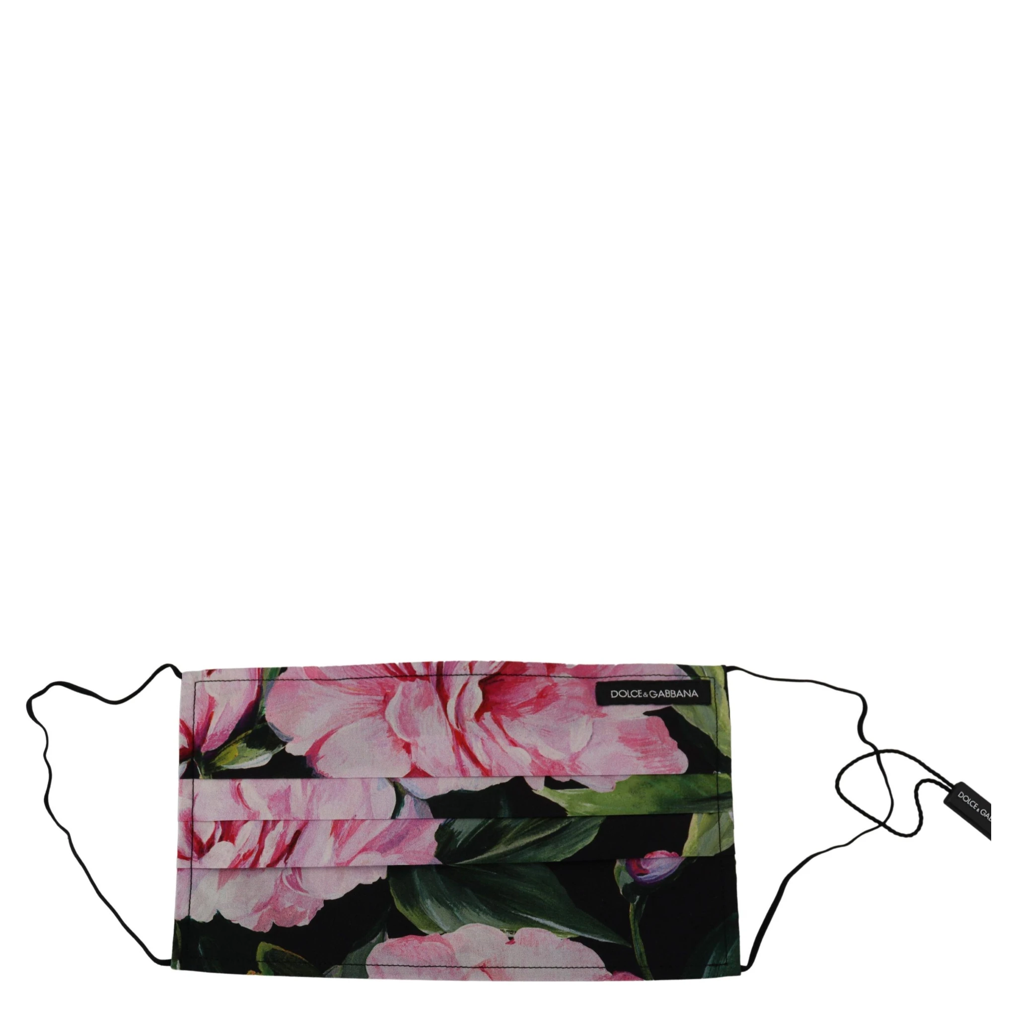 Black Floral Pleated Elastic Ear Strap Face Mask