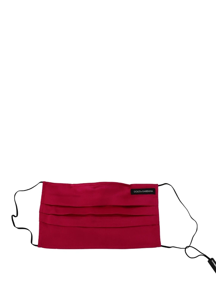 Red Cotton Pleated Elastic Ear Strap One Size Face Mask