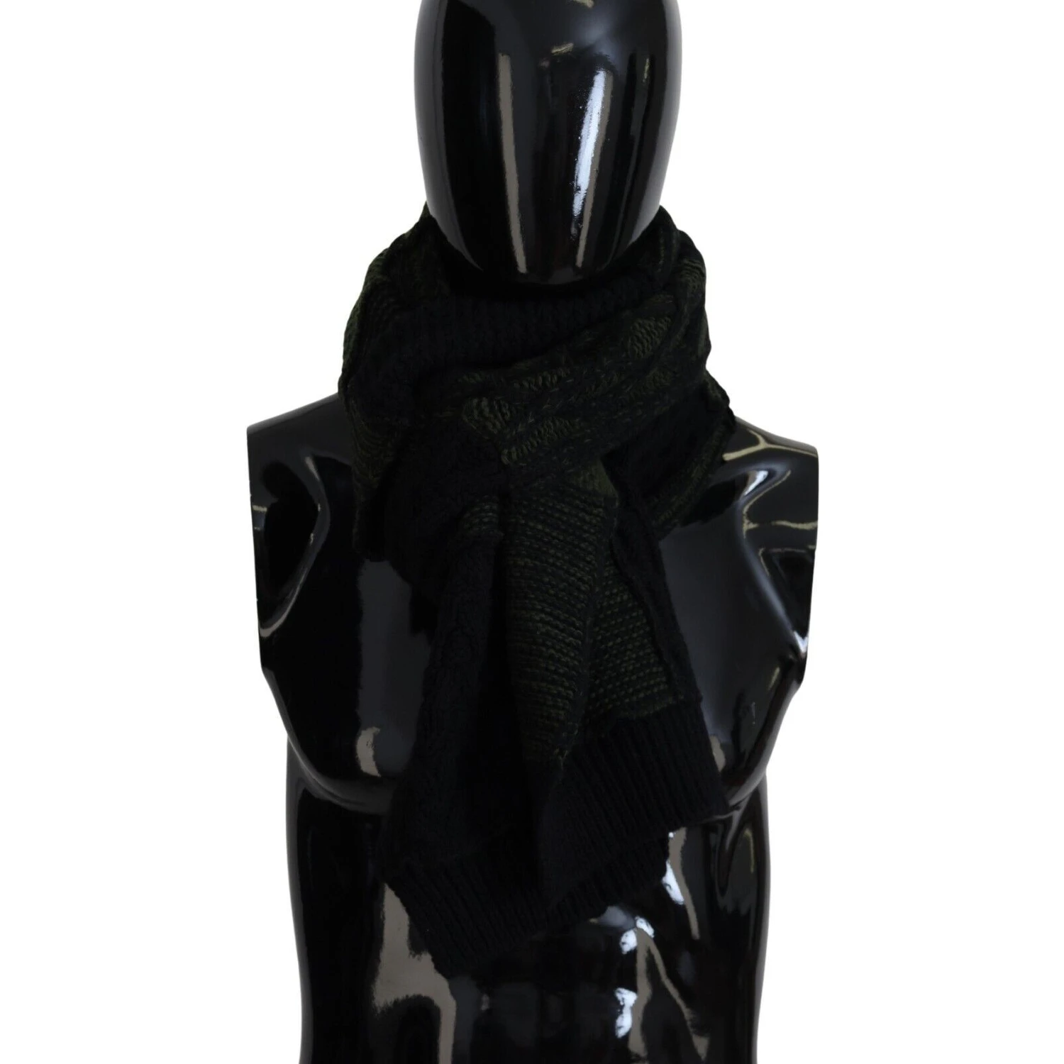 Black Green Knitted Men Neck Wrap Shawl Scarf