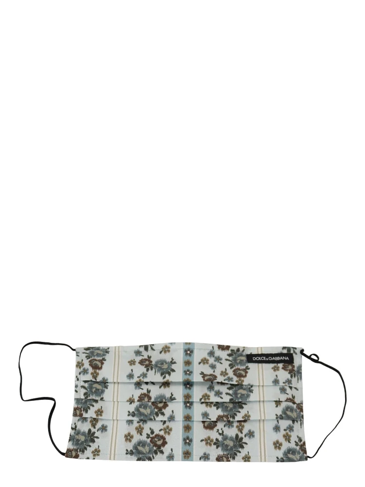 White Floral Cotton Pleated Elastic Ear Strap Face Mask