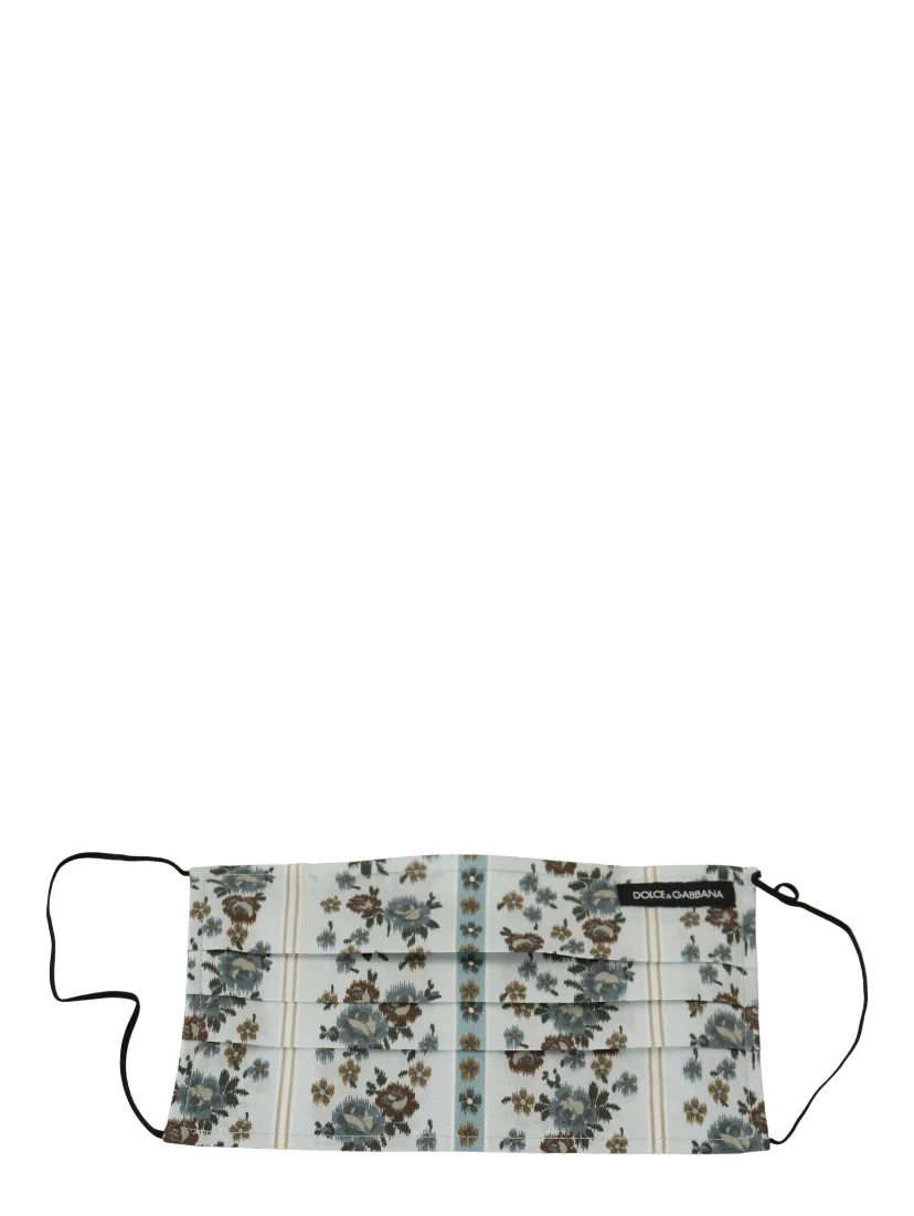 White Floral Cotton Pleated Elastic Ear Strap Face Mask